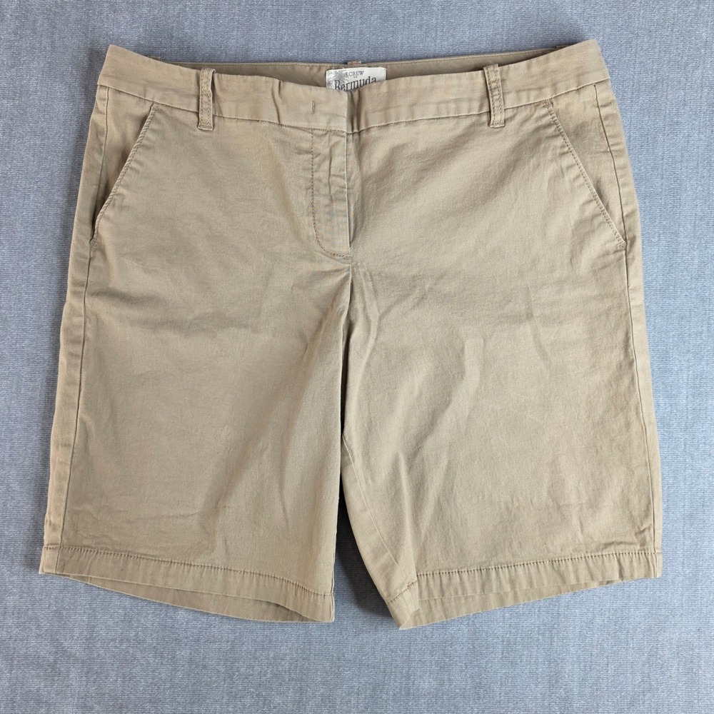 J.Crew Bermuda Shorts Womens 10 Khaki Excellent Cotton Stretch Style 37175